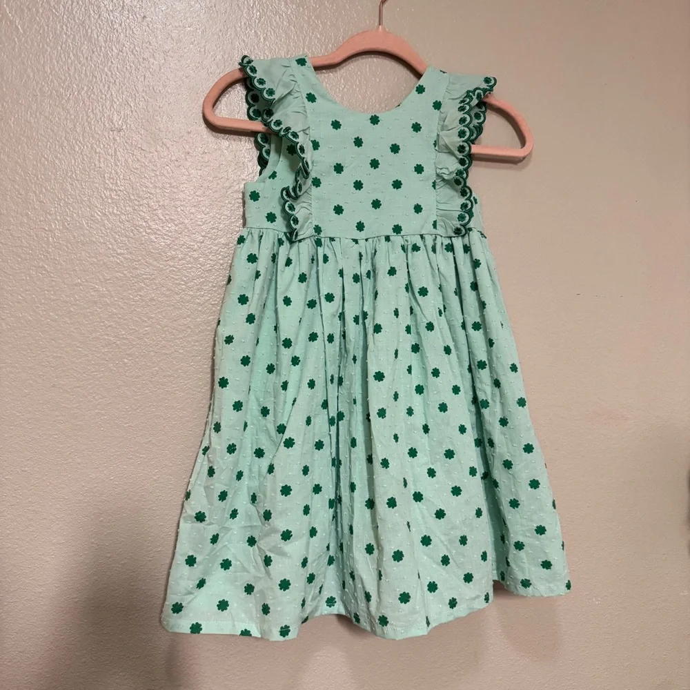 Isaac Mizrahi Light Green Kids Dress with Clovers - Picture 1 of 5